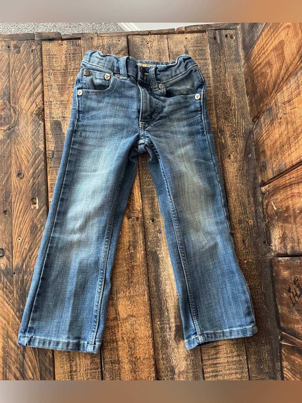 Boys 4T Slim Wrangler 20X Adjustable Bootcut Jeans Thick Stitch Rodeo Western